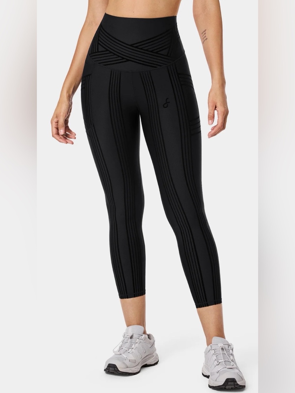Fanka PowerBand Resistance 7/8 Leggings Reversible Wear Black Size 8 NWT
